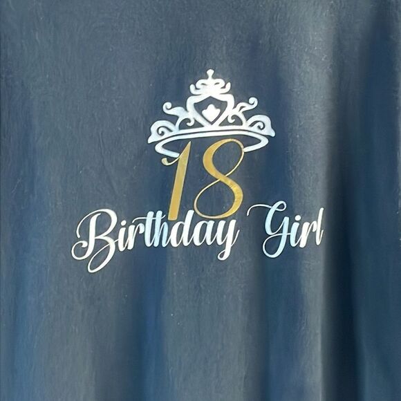 Gildan 18 Birthday Girl, Princess, Large, Black, White and Gold - Picture 3 of 4